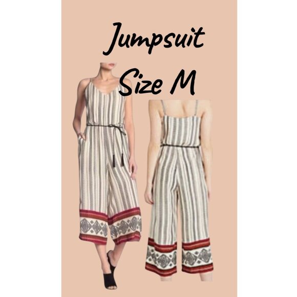 ✅3/$20 SaleJessica Simpson Jumpsuit-Black, tan, garnet with pockets- Size Medium - Picture 1 of 10